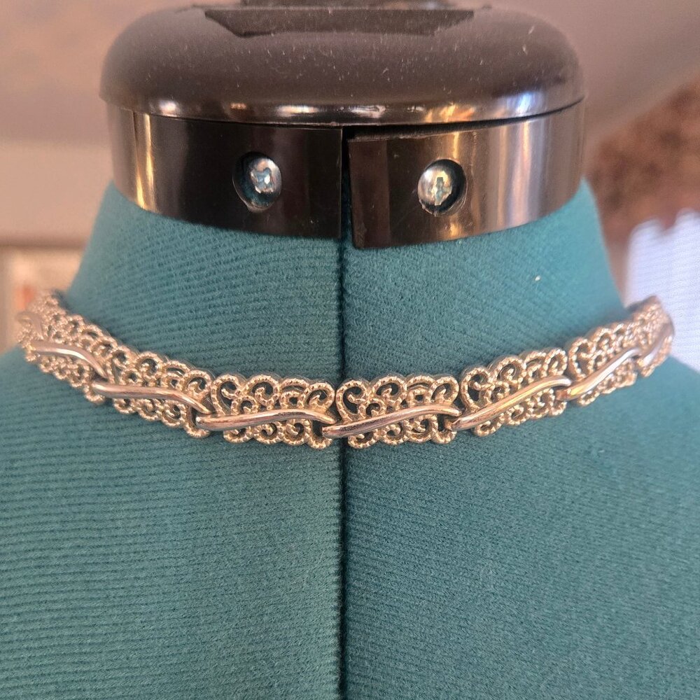 Vintage Monet Choker Silver Tone Swirls